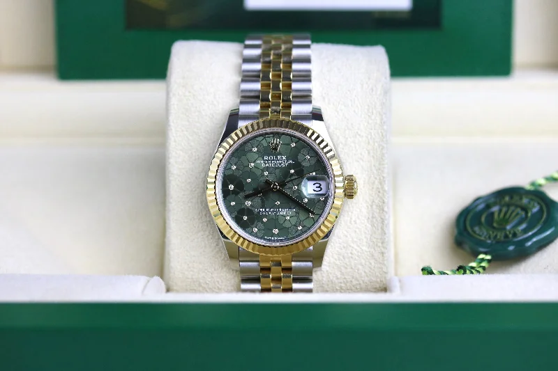 2023 Rolex 278273 Datejust 31mm Green Floral Dial with Box & Papers