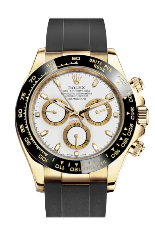 Rolex Cosmograph Daytona White Yellow Gold Oysterflex Strap Mens Watch 116518LN 116518