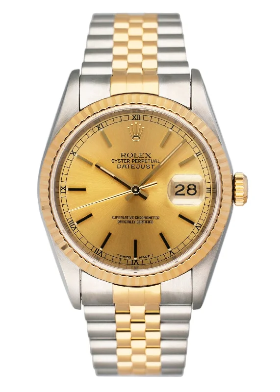 Rolex Datejust 16233 Champagne Dial Mens Watch