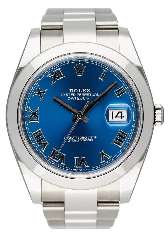 Rolex Datejust 41 126300 Blue Dial Steel Mens Watch Box Papers