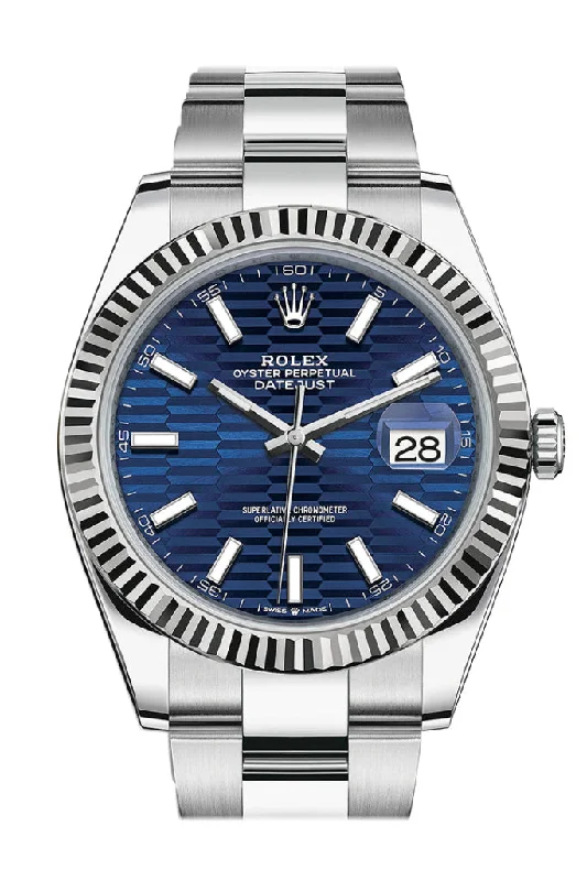 Rolex Datejust 41 Blue Dial Oyster White Gold Men's Watch 126334 126334-0031