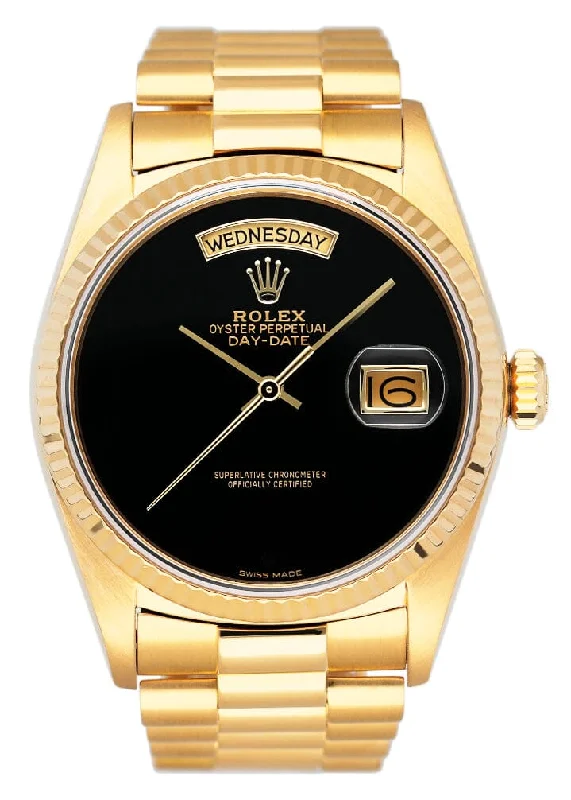 Rolex Day Date 18038 Onyx Dial Mens Watch