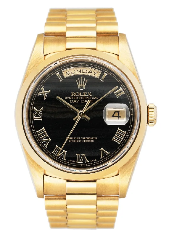 Rolex Day-Date 18208 Ferrite Dial Yellow Gold Mens Watch Box Papers