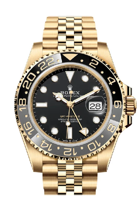 ROLEX GMT-Master II Black Dial Yellow Gold Men's Watch 126718GRNR