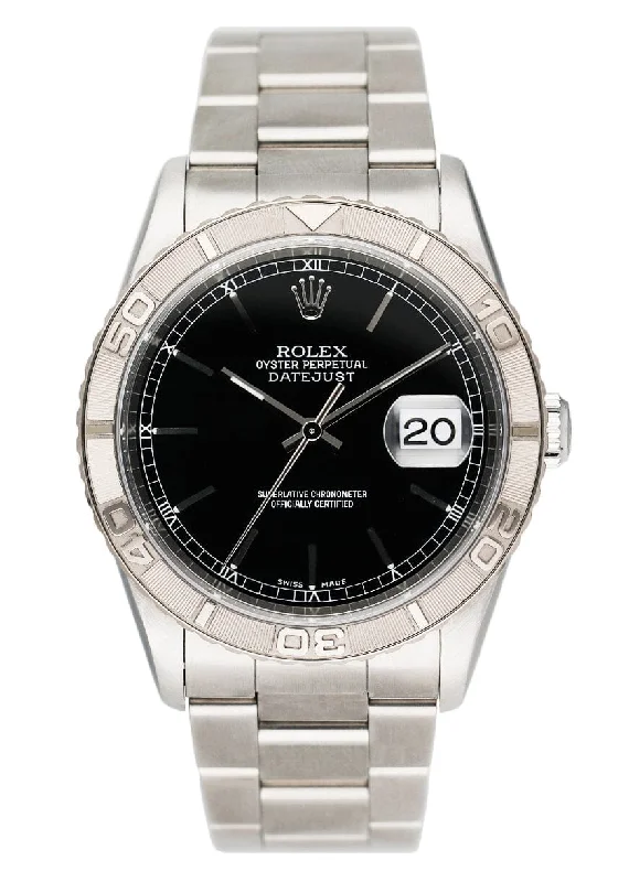 Rolex Oyster Datejust Turn-O-Graph 16264 Black Dial Mens Watch