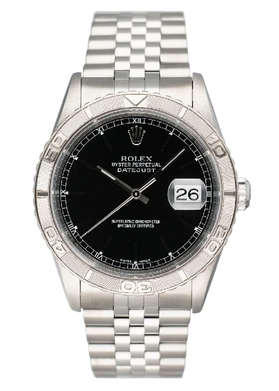 Rolex Oyster Datejust Turn-O-Graph 16264 Black Dial Mens Watch