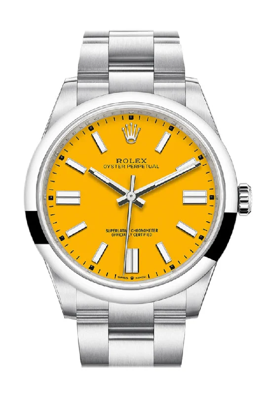 Rolex Oyster Perpetual 41 Yellow Dial Oyster Bracelet Watch 124300 DC