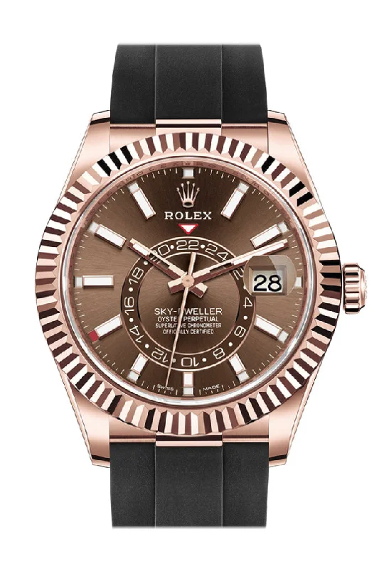 ROLEX Sky-Dweller 42 Chocolate Dial 18K Rose Gold Men's Watch 326235