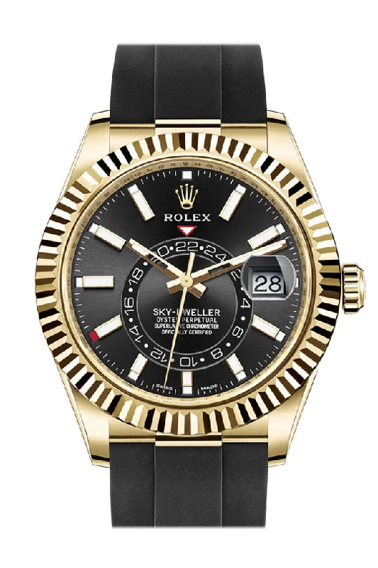 ROLEX Sky-Dweller 42 Black Dial 18K Yellow Gold Men's Watch 326238