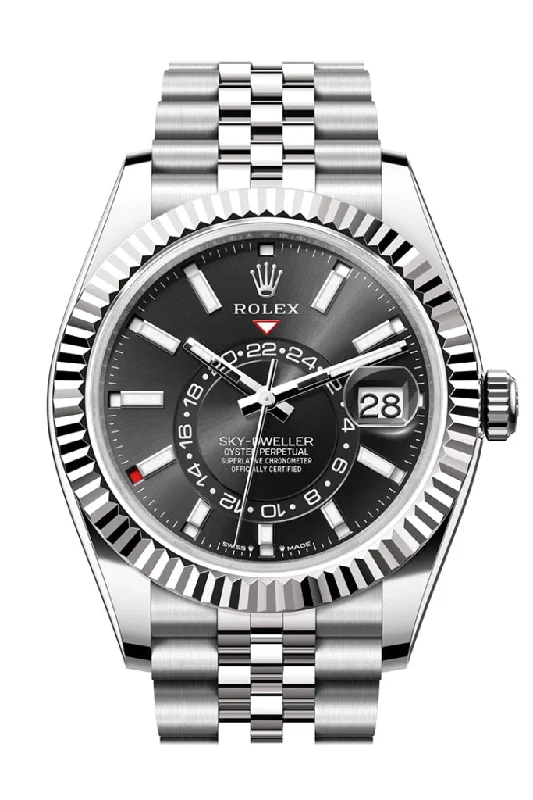 Rolex Sky Dweller 42 Black Dial Oyster Stainless Steel Jubilee Mens Watch 336934