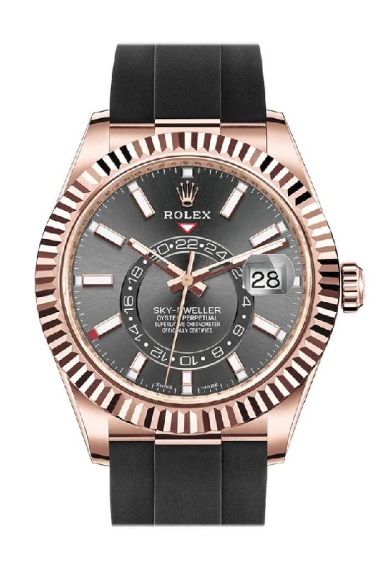 ROLEX Sky-Dweller 42 Rhodium Dial 18K Rose Gold Men's Watch 326235