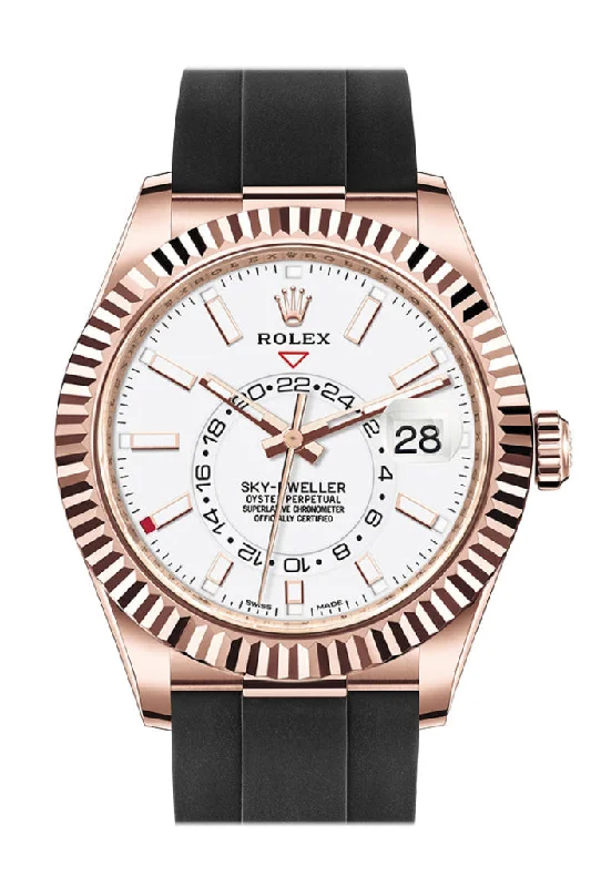 ROLEX Sky-Dweller 42 White Dial 18K Rose Gold Men's Watch 326235