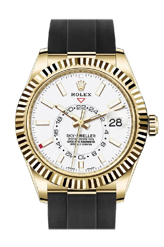 ROLEX Sky-Dweller 42 White Dial 18K Yellow Gold Men's Watch 326238