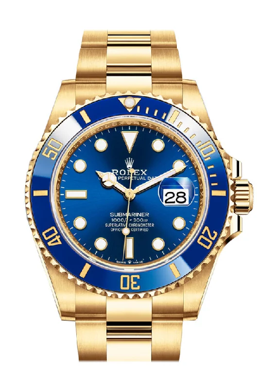 Rolex Submariner 41 Blue Dial Blue Ceramic Bezel 18K Yellow Gold Bracelet Automatic Men's Watch 126618LB New Release 2020