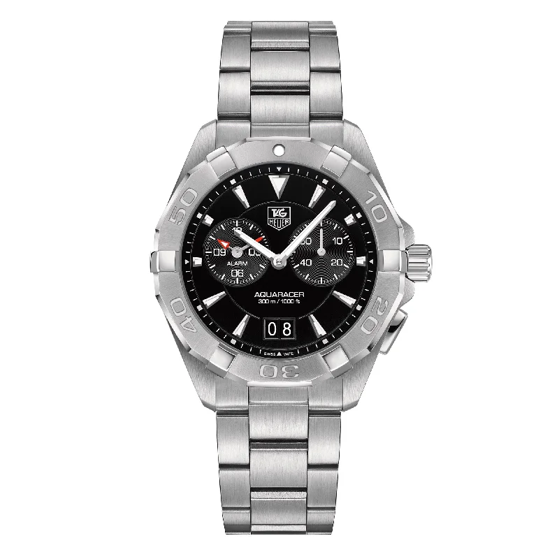 TAG Heuer Aquaracer Quartz Alarm Mens Black Steel Watch