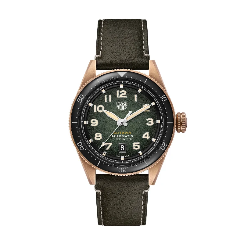 TAG Heuer Autavia Calibre 5 COSC Mens Khaki Leather Watch