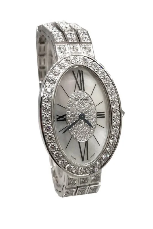 Chopard Classique Oval Quartz in White Gold With Diamond Bezel White Gold Full Diamond Bracelet with MOP Diamond Dial 106987-1001