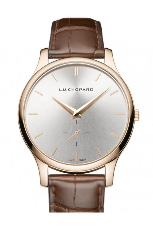 Chopard L.U.C. XPS Silver Dial 18kt Rose Gold Brown Leather Ladies Watch 161920-5002