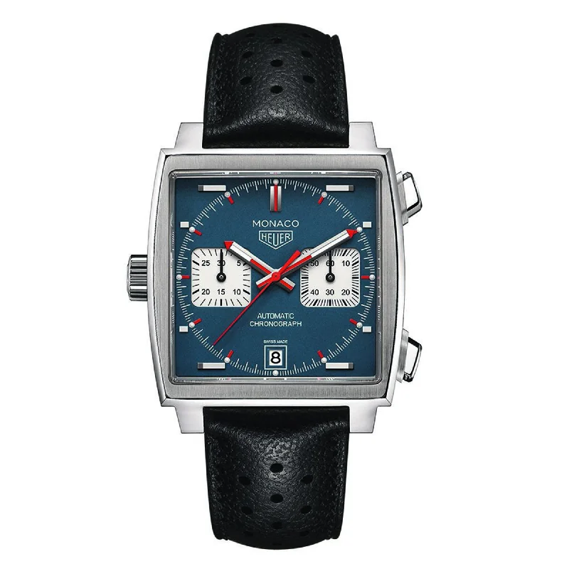 TAG Heuer Monaco Calibre 11 Automatic Mens Blue Leather Chronograph