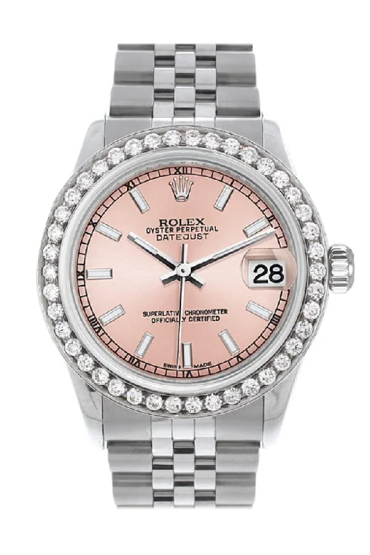 Rolex Custom Diamond Bezel Datejust 31 Pink Dial Jubilee Ladies Watch 178240 Pre-owned