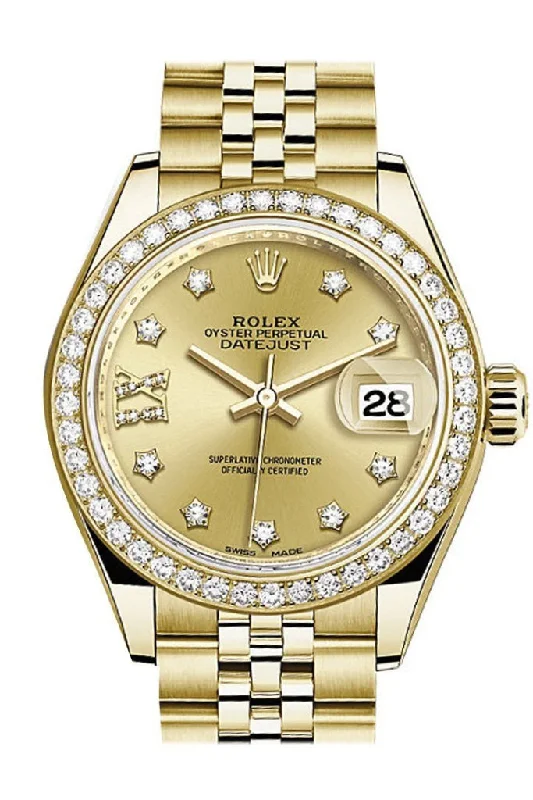 Rolex Datejust 28 Champagne Star Diamond Dial Diamond BezelJubilee Ladies Watch 279138RBR NP