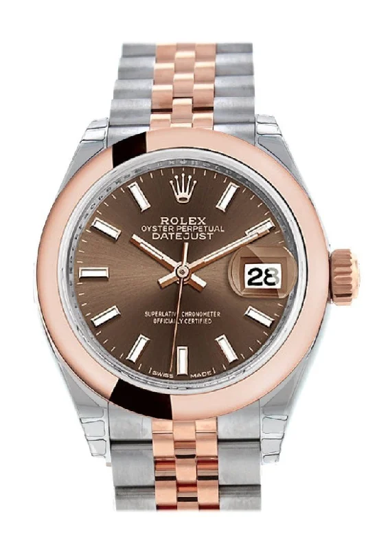 Rolex Datejust 28 Chocolate Dial Jubilee Ladies Watch 279161 NP