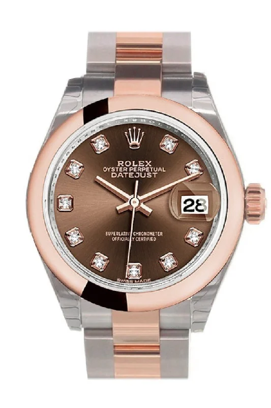 Rolex Datejust 28 Chocolate Diamond Dial Ladies Watch 279161 NP