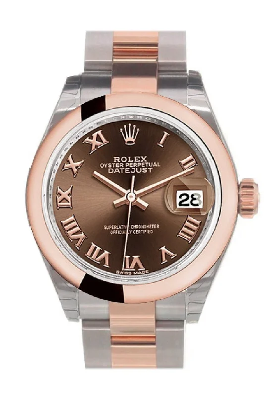 Rolex Datejust 28 Chocolate Roman Dial Ladies Watch 279161 NP