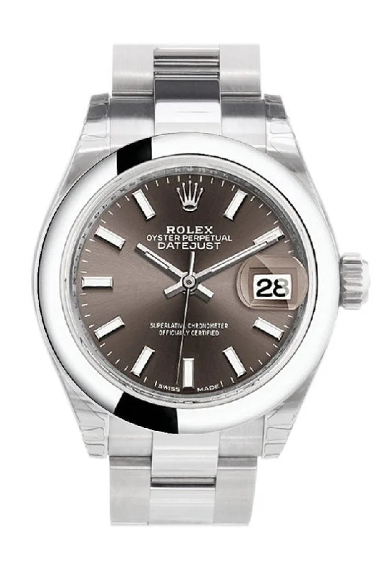 Rolex Datejust 28 Dark Grey Dial Steel Ladies Watch 279160 NP