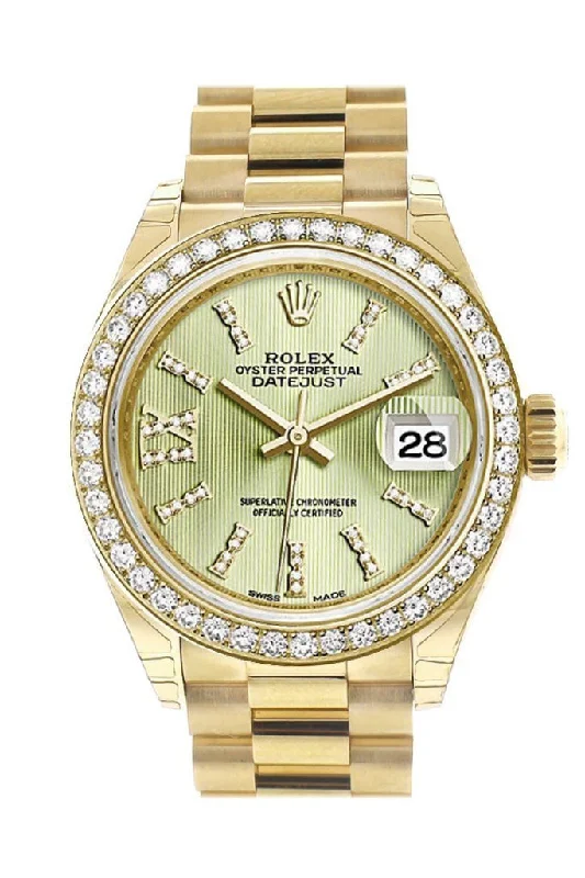 Rolex Datejust 28 Linden Large Roman Diamond Dial Diamond Bezel President Ladies Watch 279138RBR 279138 NP