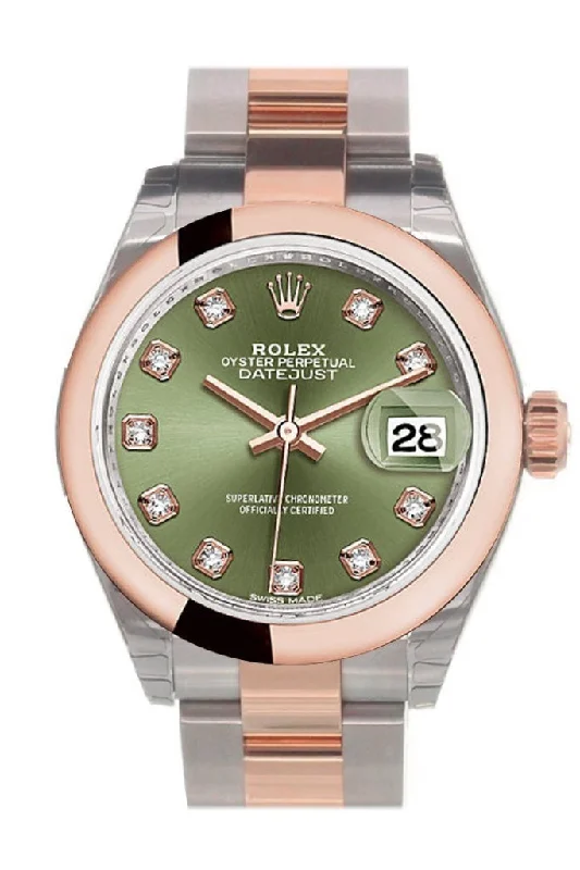 Rolex Datejust 28 Olive Green Diamond Dial Ladies Watch 279161 NP