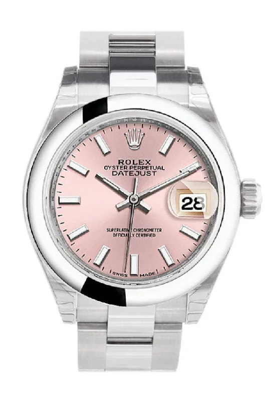 Rolex Datejust 28 Pink Dial Stainless Steel Ladies Watch 279160 NP