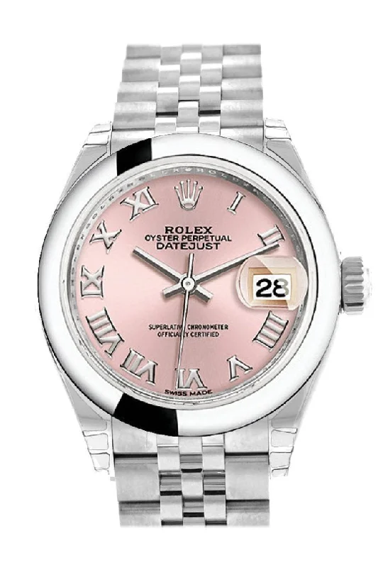 Rolex Datejust 28 Pink Roman Dial Steel Jubilee Ladies Watch 279160 NP