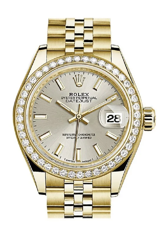 Rolex Datejust 28 Silver Dial Diamond Bezel Jubilee Ladies Watch 279138RBR NP