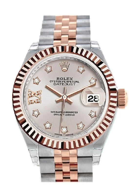 Rolex Datejust 28 Sundust 9 diamonds set in star Fluted Bezel Dial Jubilee Ladies Watch 279171 NP