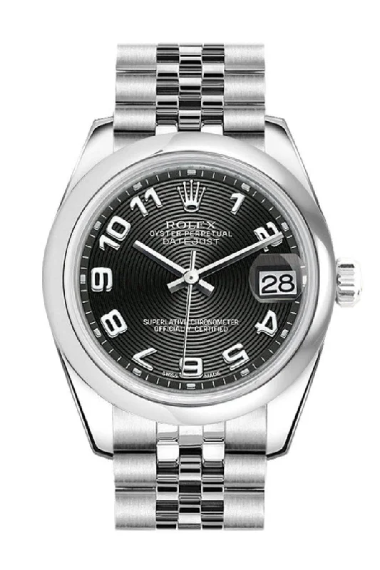 Rolex Datejust 31 Black Concentric Dial Stainless Steel Jubilee Ladies Watch 178240 Pre-owned