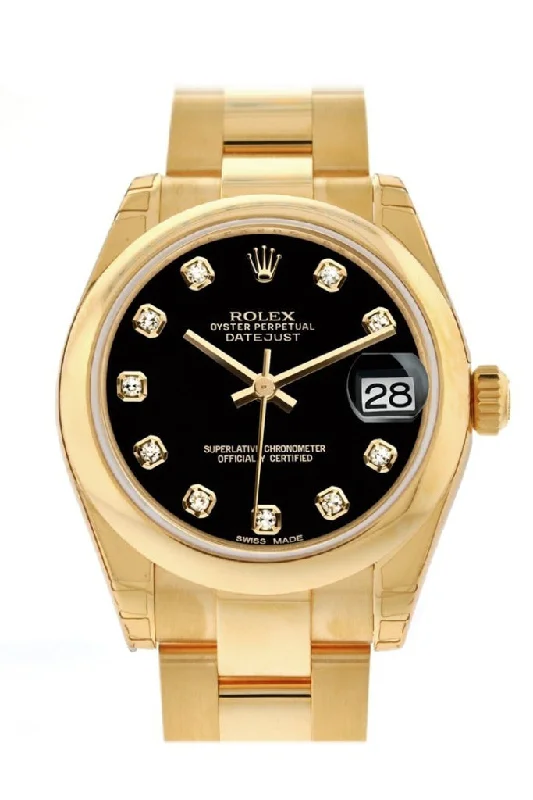 Rolex Datejust 31 Black Diamond Dial 18K Yellow Gold Ladies Watch 178248 Pre-owned