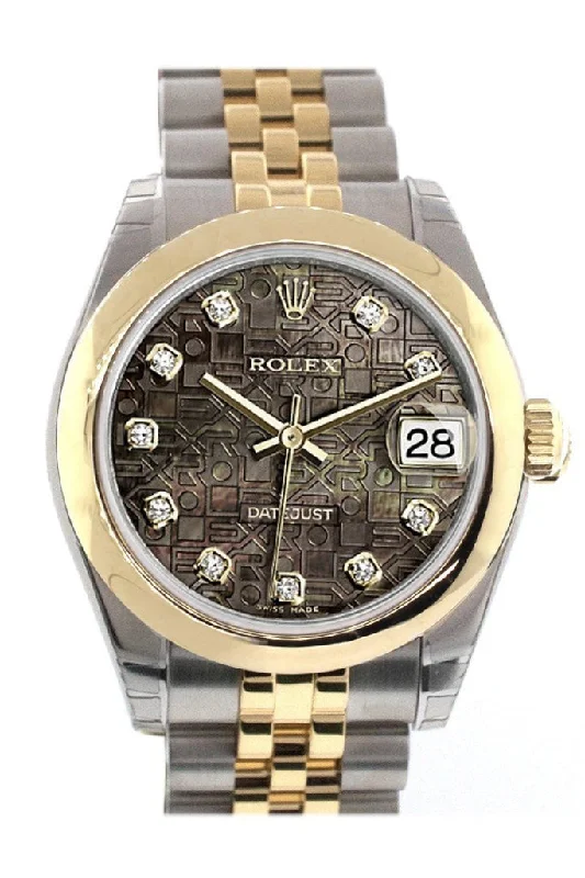 Rolex Datejust 31 Black Mother of Pearl Jubilee Diamonds Dial 18K Gold Two Tone Jubilee Ladies 178243 Pre-owned