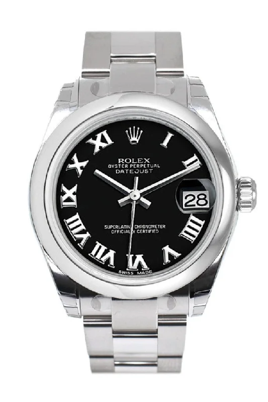 Rolex Datejust 31 Black Roman Dial Steel Ladies Watch 178240 Pre-owned