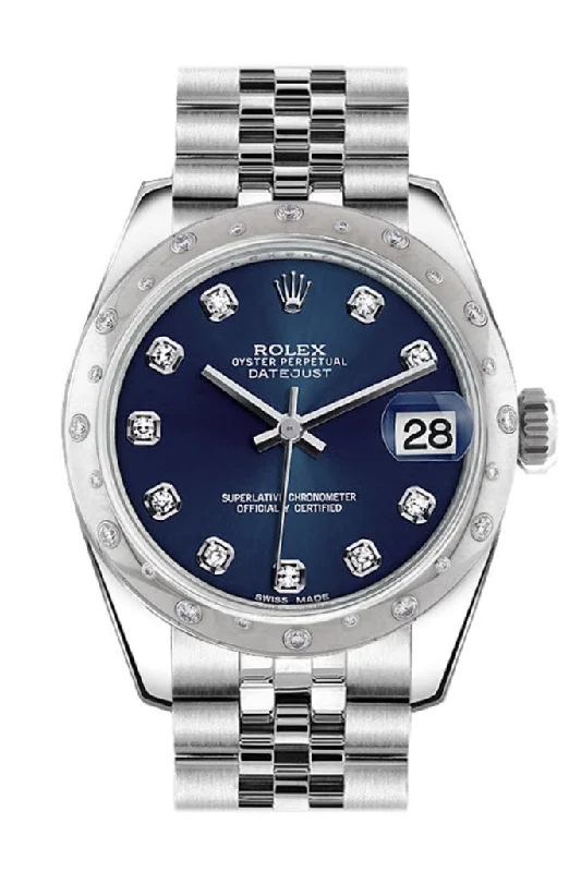 Rolex Datejust 31 Blue Diamond Dial Dome set with Diamonds Bezel Jubilee Ladies Watch 178344 Pre-owned