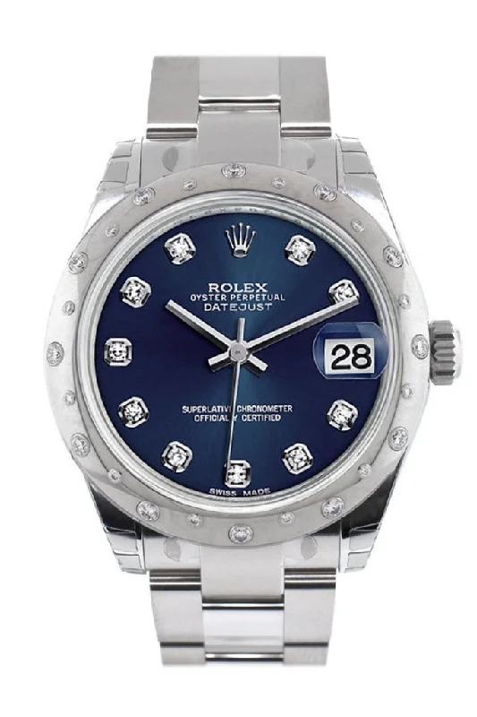 Rolex Datejust 31 Blue Diamond Dial Dome set with Diamonds Bezel Ladies Watch 178344 Pre-owned