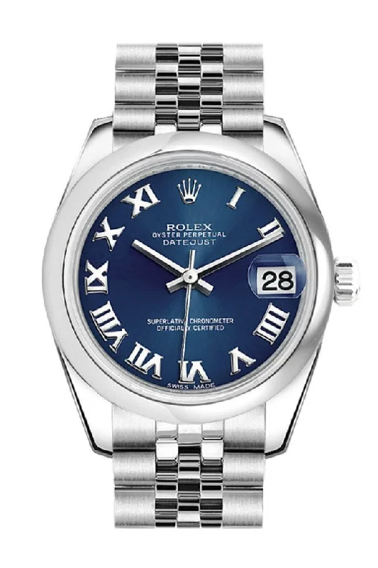 Rolex Datejust 31 Blue Roman Dial Stainless Steel Jubilee Ladies Watch 178240 Pre-owned