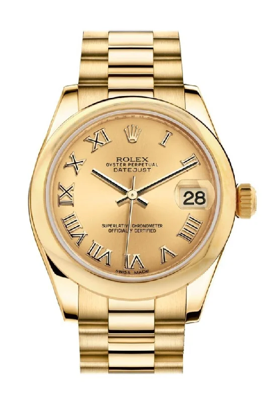 Rolex Datejust 31 Champagne Roman Dial 18K Yellow Gold President Ladies Watch 178248 Pre-owned