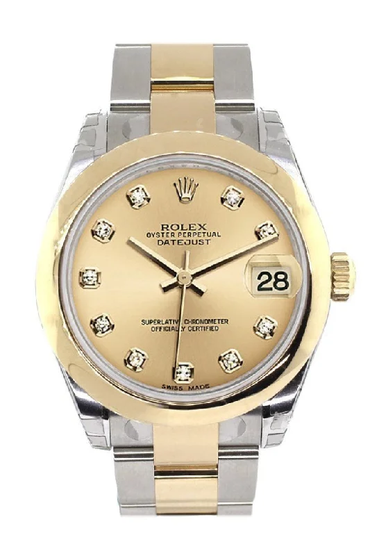 Rolex Datejust 31 Champagne Diamond Dial 18K Gold Two Tone Ladies 178243 Pre-owned