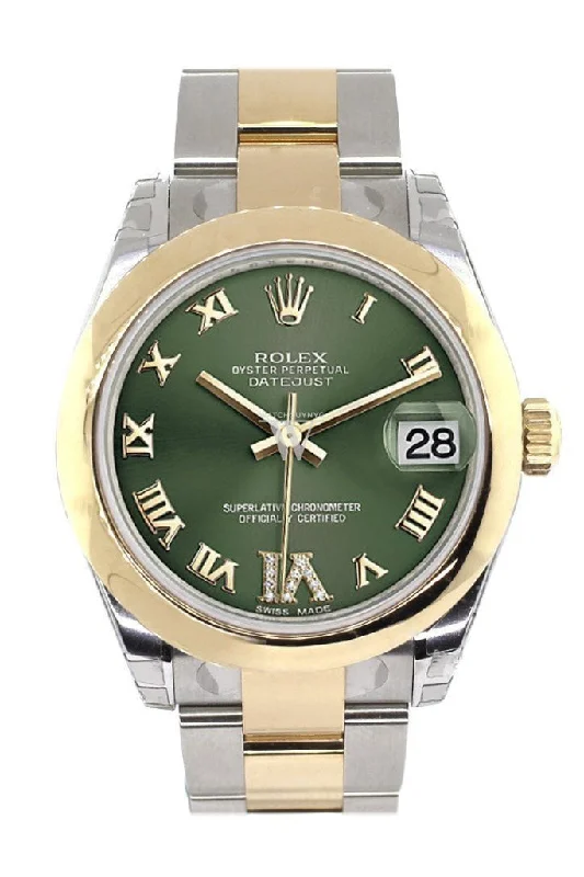 Rolex Datejust 31 Olive Green Roman Large VI Diamond Dial18K Gold Two Tone Ladies 178243 Pre-owned