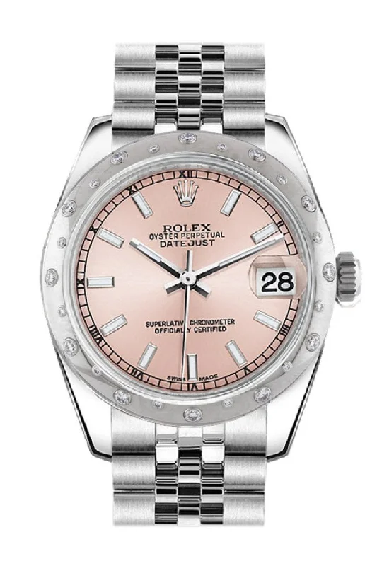 Rolex Datejust 31 Pink Dial Dome set with Diamonds Bezel Jubilee Ladies Watch 178344 Pre-owned