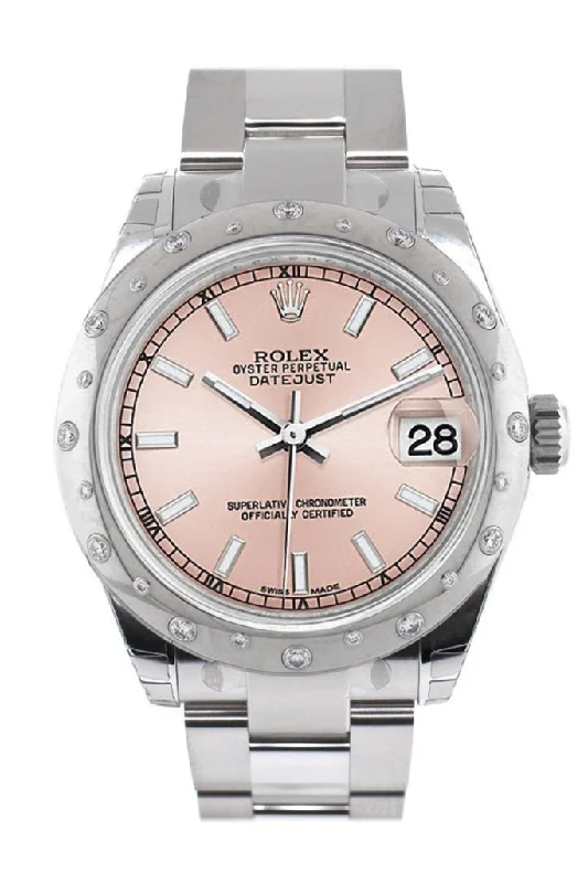 Rolex Datejust 31 Pink Dial Dome set with Diamonds Bezel Ladies Watch 178344 Pre-owned