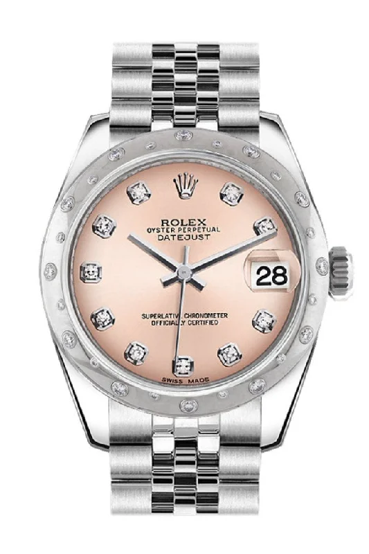 Rolex Datejust 31 Pink Diamond Dial Dome set with Diamonds Bezel Jubilee Ladies Watch 178344 Pre-owned