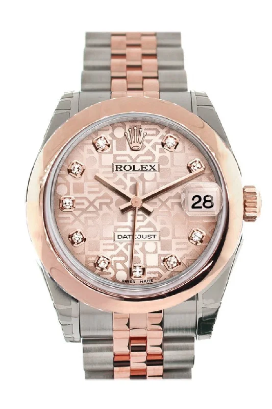 Rolex Datejust 31 Pink Jubilee Diamond Dial 18K Rose Gold Two Tone Ladies Watch 178241