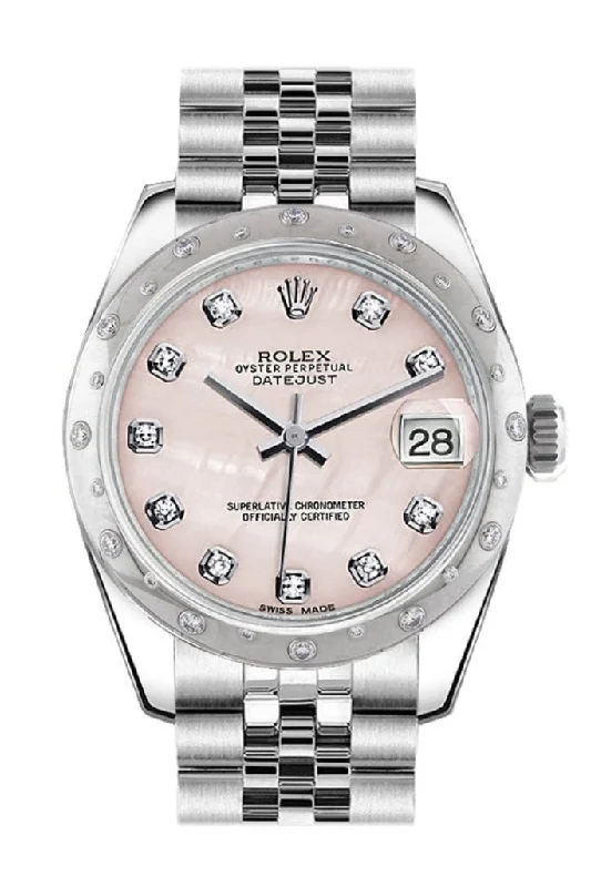 Rolex Datejust 31 Pink Mother of Pearl diamond Dial Dome set with Diamonds Bezel Jubilee Ladies Watch 178344 Pre-owned